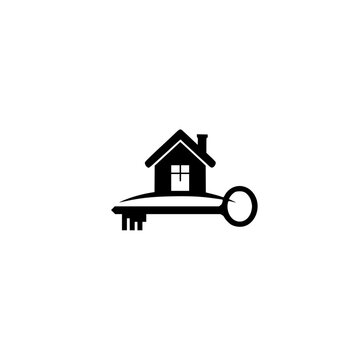 recommend clip art: Home's Key: A minimalist silhouette illustrating a house-shaped key representing real estate and ownership.