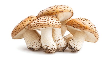 a group of mushrooms on a white background
