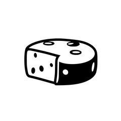 Vector illustration of cheese. A stylized image of a cheese wheel with black and white tones, simplified and graphic.