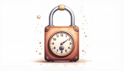 Naklejka premium World Tourism Day - combination lock graphic illustration symbolizing travel safety, colorful watercolor detail, ideal for blogs, presentations, and travel-themed design