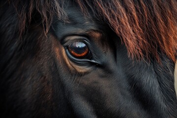 A close-up shot of a horse's eye with a expressive gaze