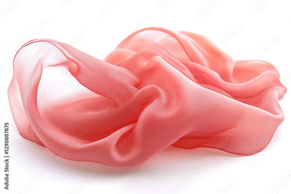 Poster close-up view of a pink fabric on a white background