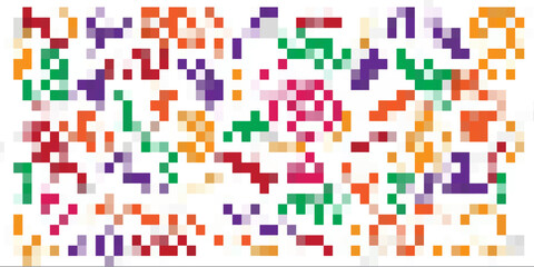 Pixel color gradient Rainbow seamless pattern Vector line texture Game effect design