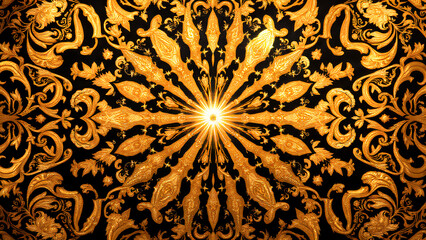 Elegant vintage floral pattern with gold and brown ornament