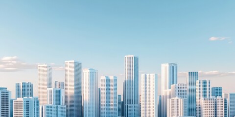 Obraz premium project process coordination concept. Modern skyline with skyscrapers against a clear blue sky.