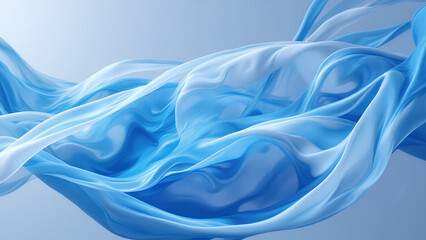 Obraz premium Smooth flowing blue silk fabric with gentle waves