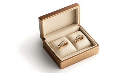 Elegant Pair of Gold Earrings in Transparent Jewelry Box &ndash; Luxurious Jewelry Display