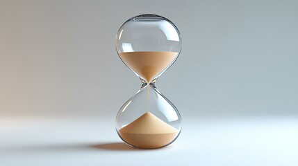 sleek and modern 3D render of an hourglass where the sand is escaping too quickly, forming a miniature storm inside the glass