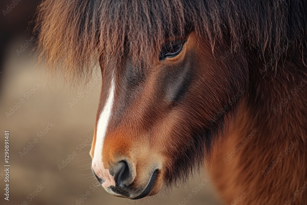 Poster a close-up of a horse's face with a blurred background