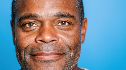 Obraz premium Discover a captivating portrait of a smiling man with neat hair, embodying a modern, clean lines aesthetic perfect for contemporary branding themes Explore the essence of confident professionalism