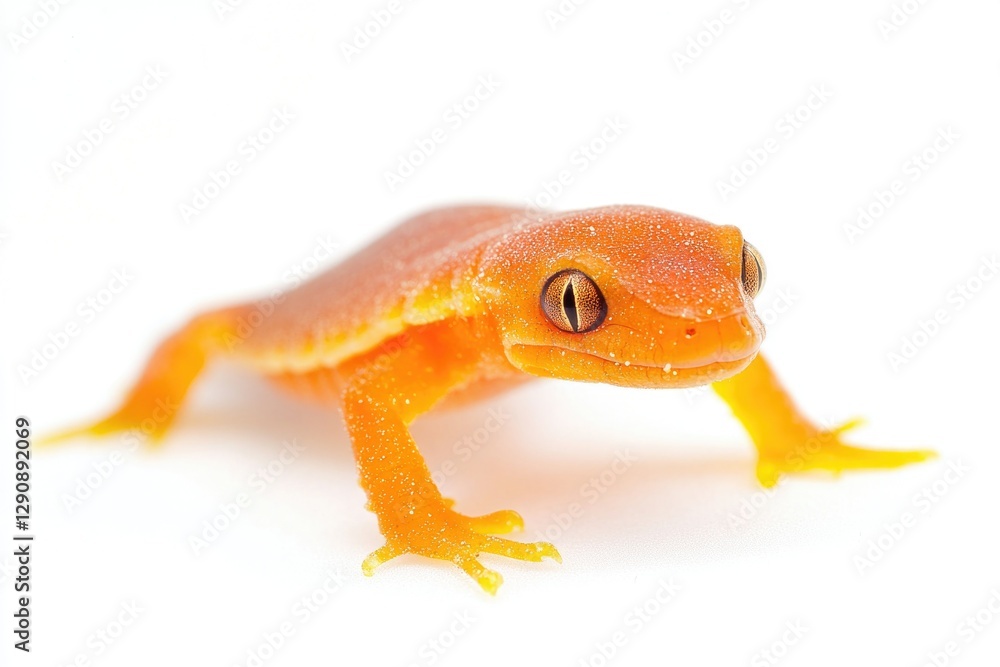 Poster a close-up view of a lizard sitting on a white surface