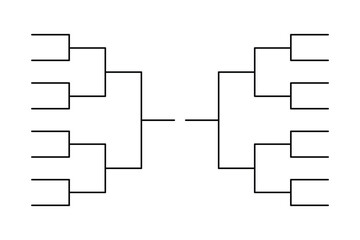 Simple black tournament bracket template for 16 teams isolated on white