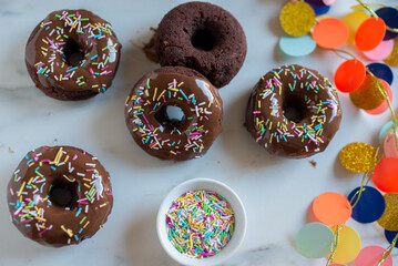 ssorted donuts with chocolate frosted