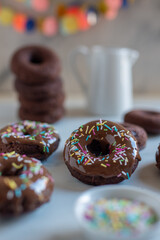 ssorted donuts with chocolate frosted