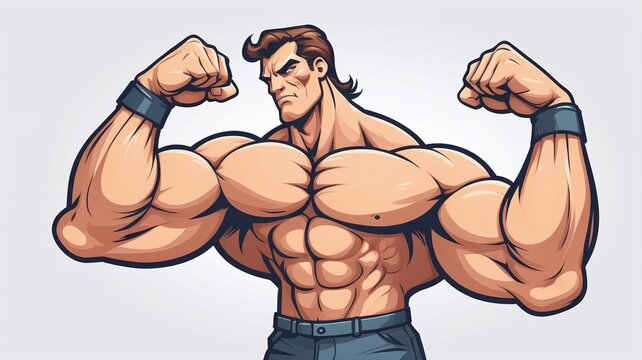 A strong muscular arm flexing its bicep muscle cartoon icon design illustration
