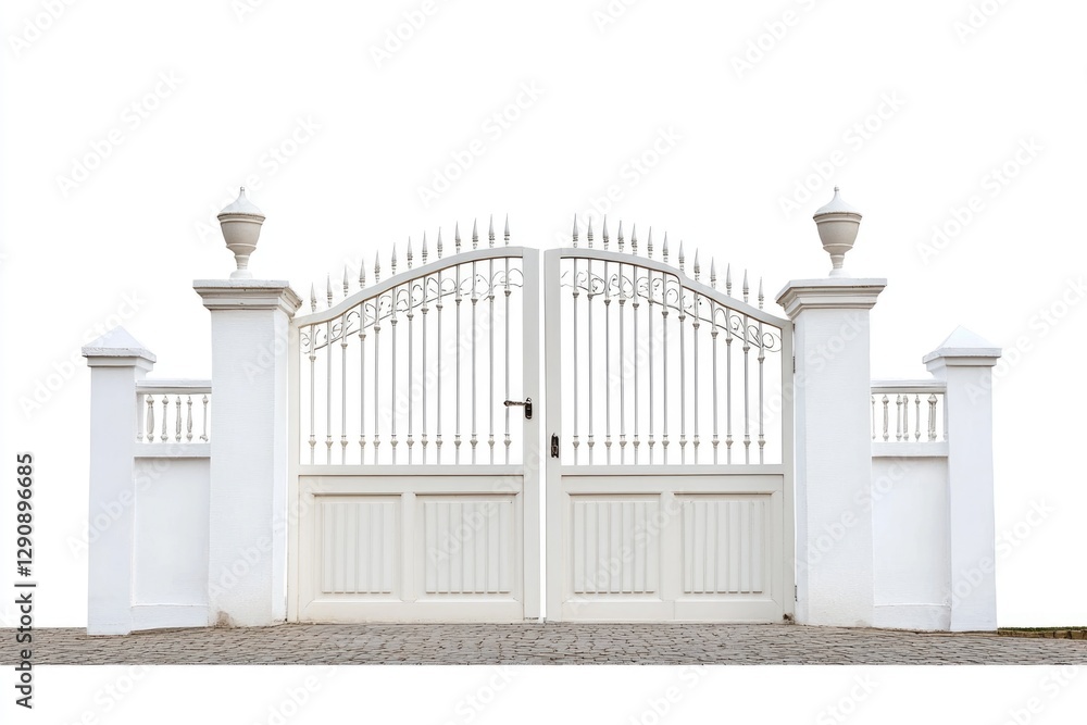 Aufkleber a large white gate with a clock on top, perfect for use in architecture, design or travel photos