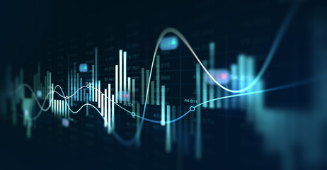 Finance chart,stock market business and exchange financial growth graph. Stock market investment...