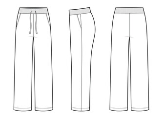 Womans home pants front, back and side views