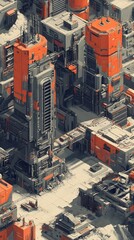 Fototapeta premium Futuristic Dystopian Cityscape with Magnetic Storage Structures in Cologne