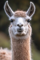 Obraz premium A close-up shot of a curious llama looking directly at the camera