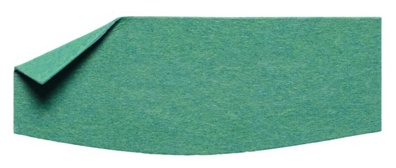 Green isolated cut out blank paper note cardboard with folded corner dog-ear earmark and copy space for text, transparent png background design element