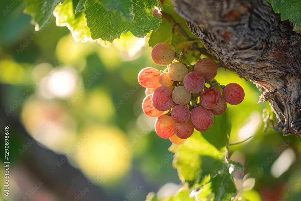 Poster a cluster of juicy grapes hangs from a tree branch, perfect for snacking or decorating