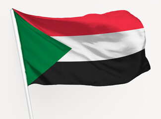 Waving Sudan flag, national symbol graphic