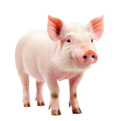 Cute pink piglet standing on white background. (1)