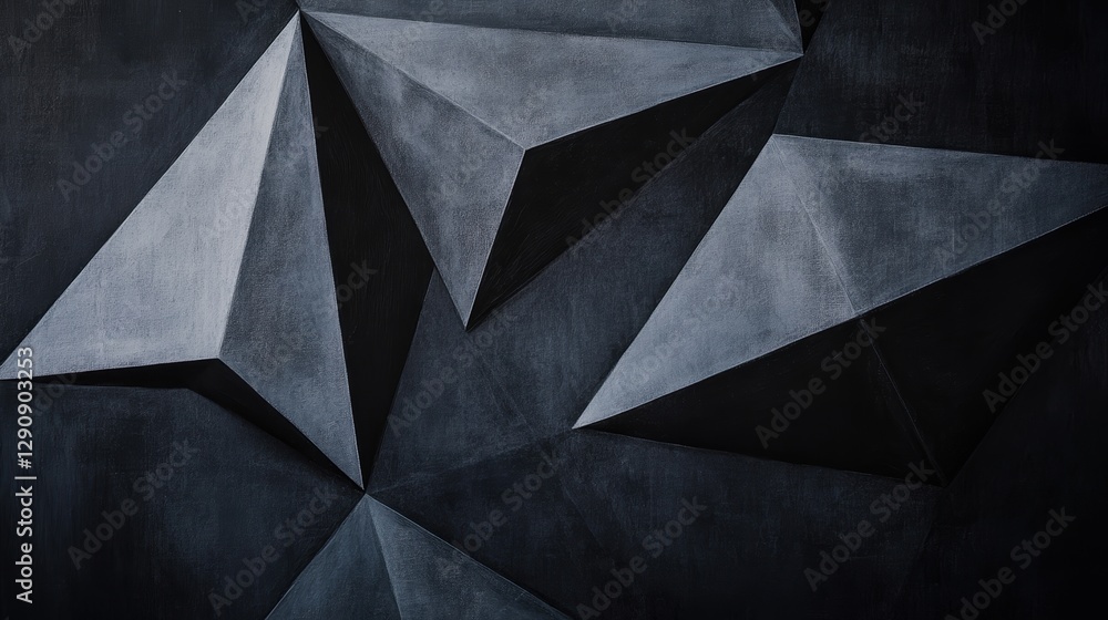 Poster dark geometric abstract background with textured gray surfaces and angular shapes, ideal for modern 