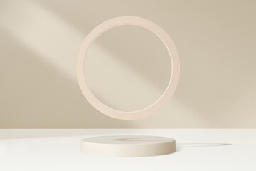 Abstract background with beige geometric 3d podiums
