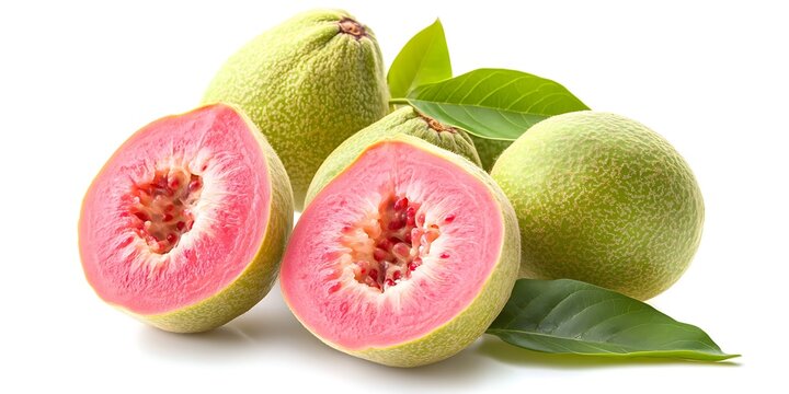 a group of fruit with leaves