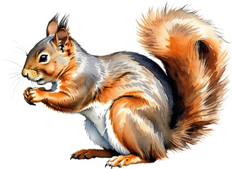 sitting cut out squirrel drawn with colored ink