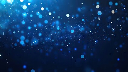 Abstract blue bokeh particles in dark space