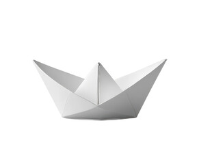 White origami paper boat with transparent background