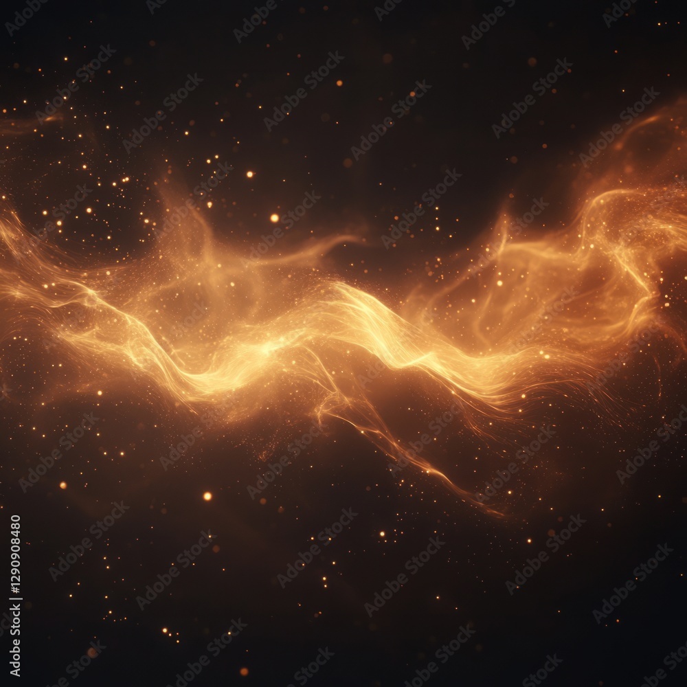 Poster a cloud of 75 softly glowing particles, each moving at different speeds but still flowing uniformly 