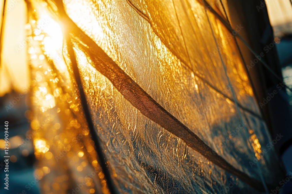 Poster a close-up view of a sail on calm water, perfect for use in travel or nautical-themed projects