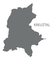 Kreuztal city map with boroughs grey illustration silhouette shape