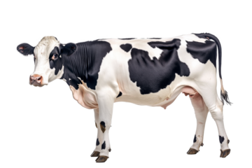 white and black cow isolated on white.