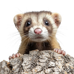 Fototapeta premium ferret peeking out isolated on transparent png