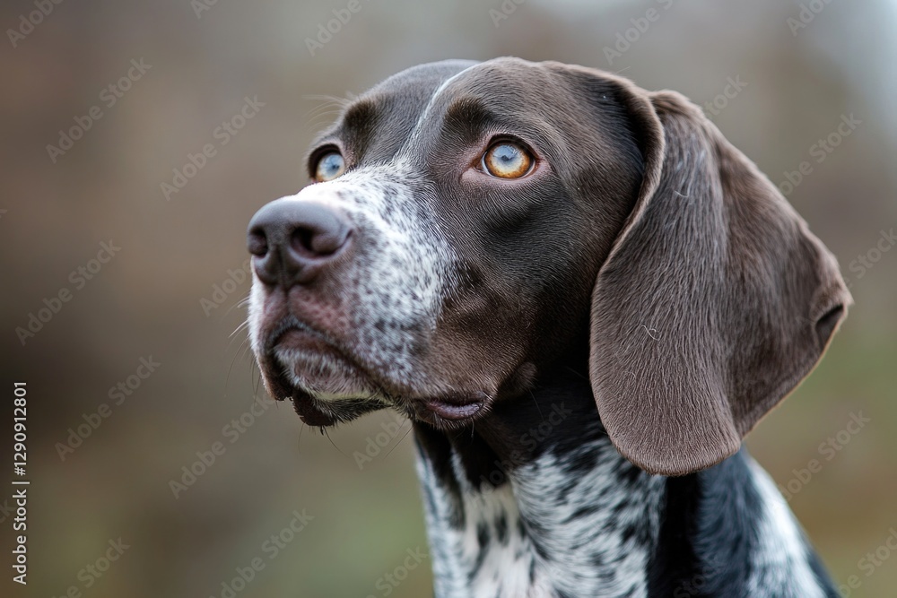 Poster a close-up shot of a dog's face with a blurred background