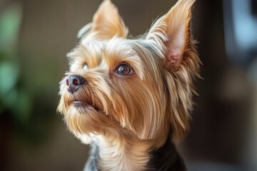A close-up photo of a small dog wearing a collar, great for pet-related content or personal projects