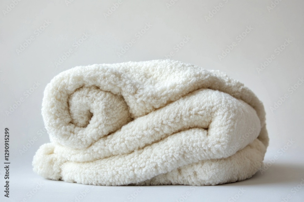 Poster A stack of clean white towels resting on a table, perfect for use in various settings