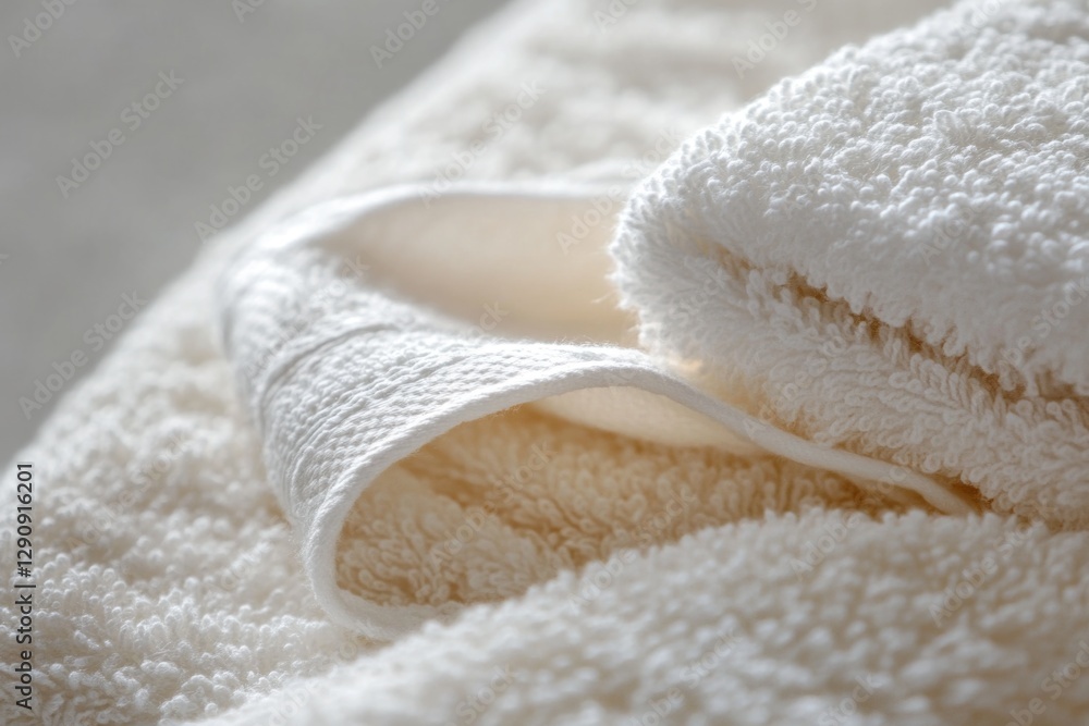 Poster white towels on a bed, ready for use