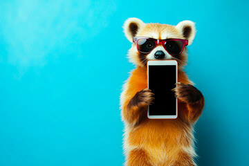 Cool Red Panda Holding Smartphone