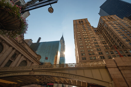 Pershing Square Plaza with the Chrysler Building in Manhattan