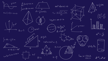 mathematics formula blackboard doodle pattern for math background