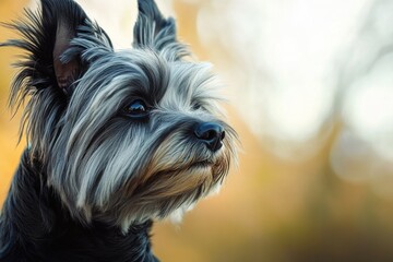 Naklejka premium A close-up shot of a dog's face with a blurred background, perfect for highlighting the animal's features