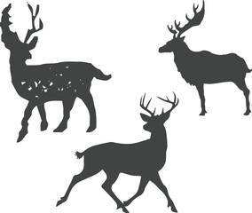 set of silhouettes of deer