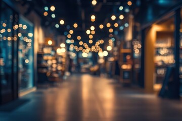 Blurry night market scene with warm lights. Ideal for backgrounds, showcasing ambiance, and evoking feelings of warmth and community.