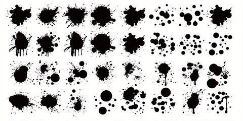 Bold Black Ink Splatter Vector Elements Ideal for Modern Designs and Creative Visual Art Projects
